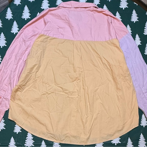 Abercrombie & Fitch Color Block Shirt Women’s X-Large Oversized Pastel - Picture 4 of 9